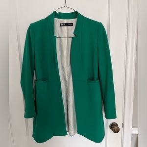 Green Zara long-long blazer/jacket single closure
